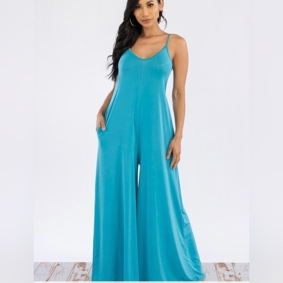 Turquoise! Beautiful Turquoise! Turquoise Jumpsuit. - Picture 1 of 4